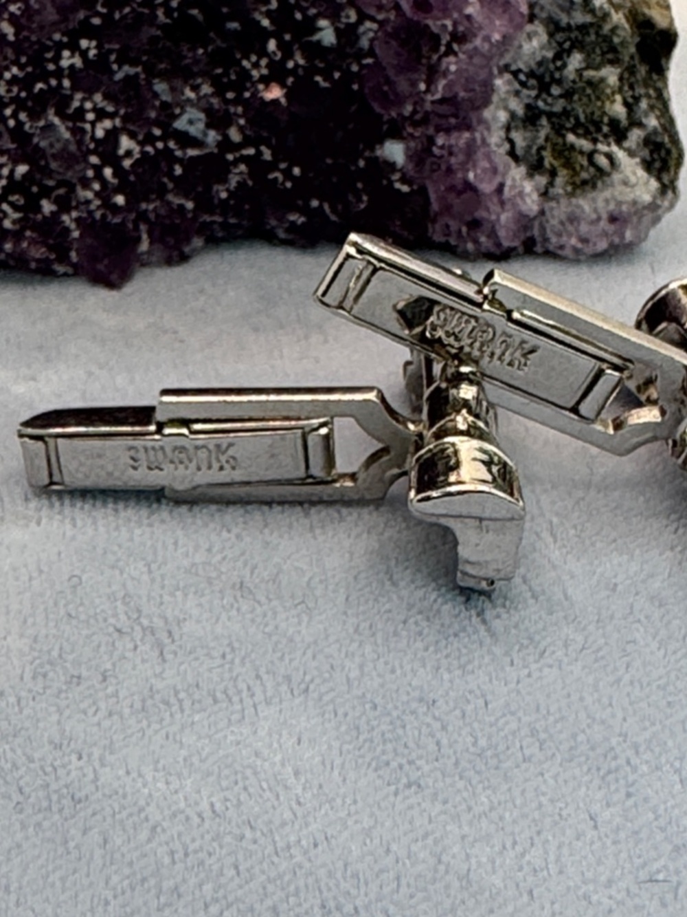 SWANK Vintage Silver-tone Train Engine Cufflinks - Picture 5 of 7